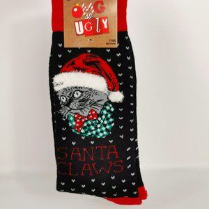 Omg so Ugly Christmas Santa Claws Cat Sock